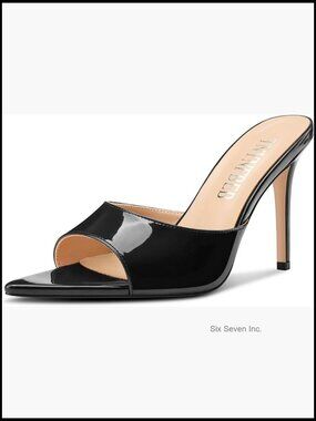 Stiletto High Heel Peep Toe Sandals Mules Slingback Patent Leather Shoes